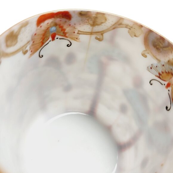 Vintage 1930s Butterfly Teacup & Saucer Set Japanese Eggshell Porcelain Miniatur - Picture 8 of 14